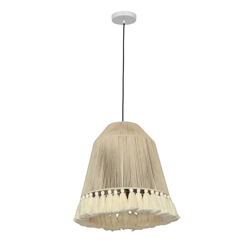 Helen White Cotton Tasseled Pendant Lamp 7