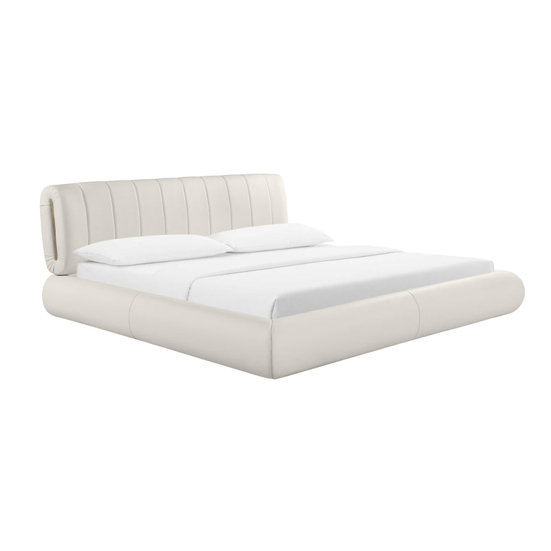 Karol Cream Vegan Leather King Bed