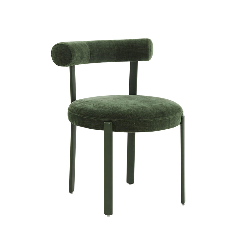 Margaret Forest Green Chenille Bolster Back Dining Chair