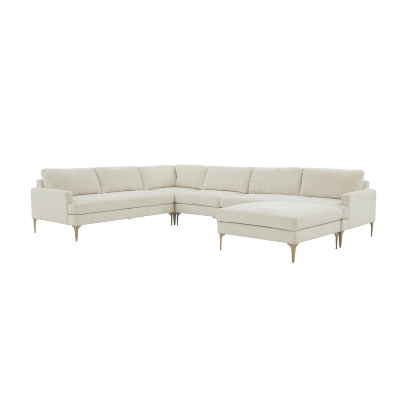 Serena Cream Velvet Large Chaise Sectional