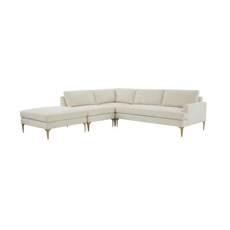 Serena Cream Velvet Large LAF Chaise Sectional