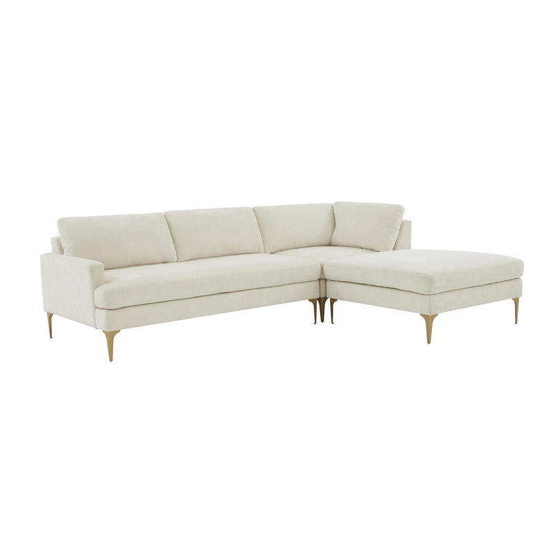Serena Cream Velvet RAF Chaise Sectional