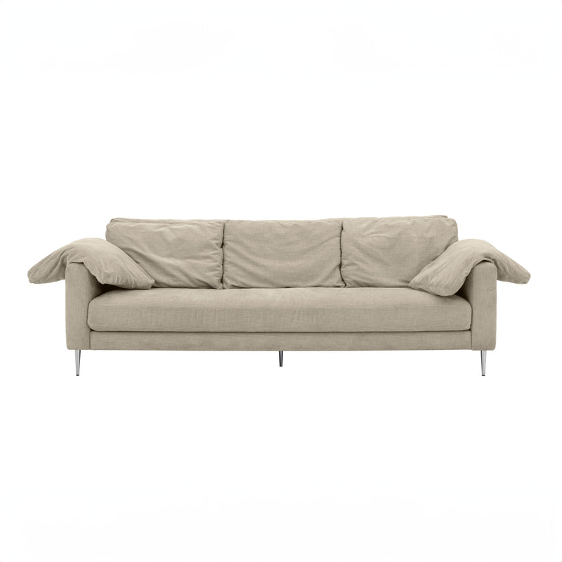 Vari Beige Textured Velvet Lounge Sofa 3