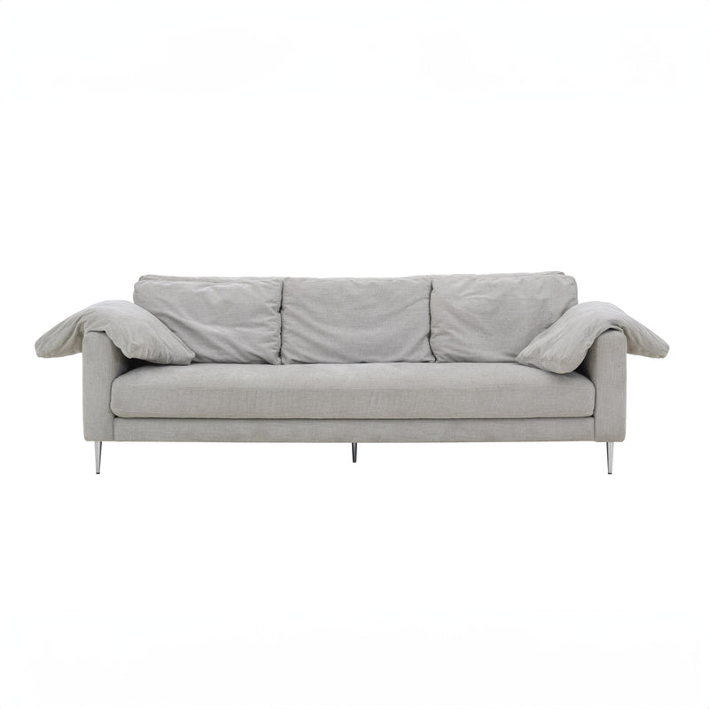 Vari Light Grey Textured Velvet Lounge Sofa 5