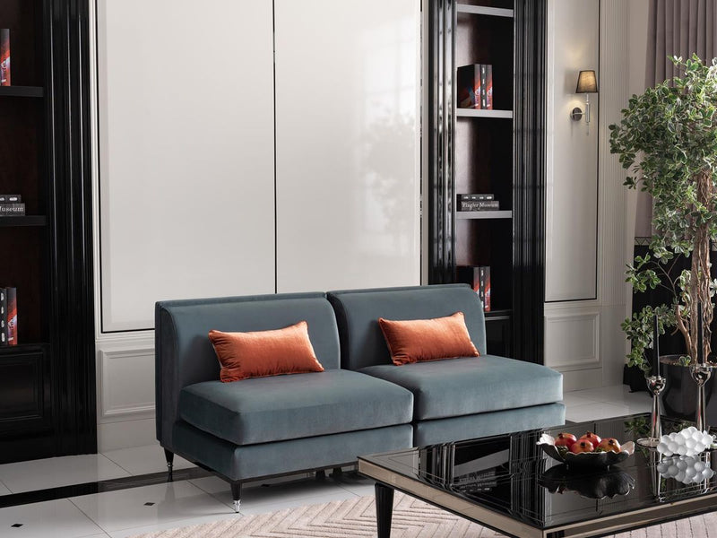 AICO La Francaise Armless Chair in Azure/Black