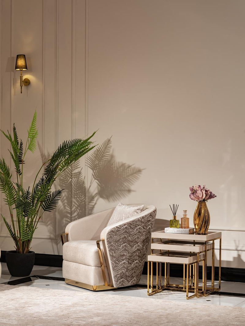 AICO Carmela Nesting Tables in Shimmer Ivory