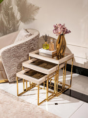 AICO Carmela Nesting Tables in Shimmer Ivory image