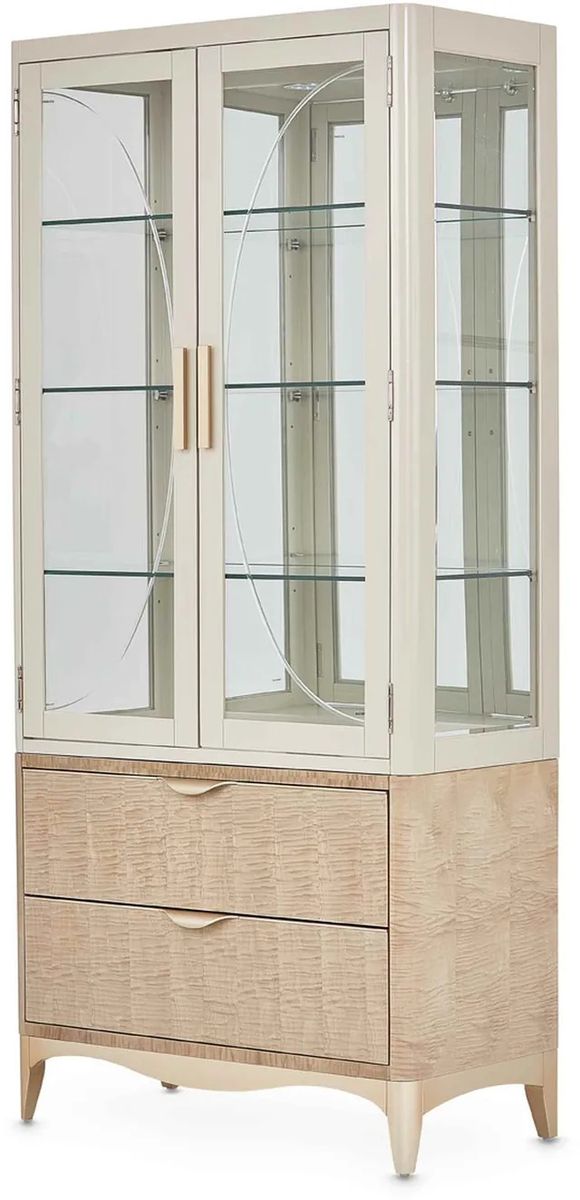 AICO Malibu Crest Display Cabinet in Chardonnay