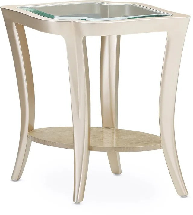 AICO Malibu Crest End Table w/Glass in Chardonnay