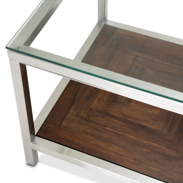 AICO Furniture Diversey End Table with Glass Top