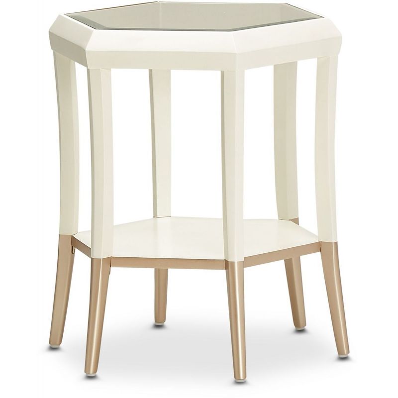 AICO La Rachelle Hexagon Accent Table in Medium Champagne
