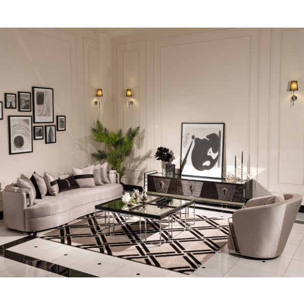 AICO Furniture Carmela Mansion Sofa Zinc in Silver