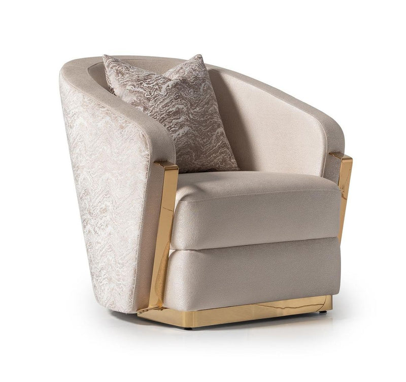 AICO Carmela Accent Chair in Shimmer Ivory