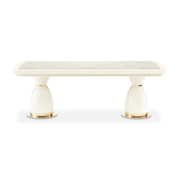 AICO Furniture Lisbon Double Pedestal Dining Table in Silken Matte Cream