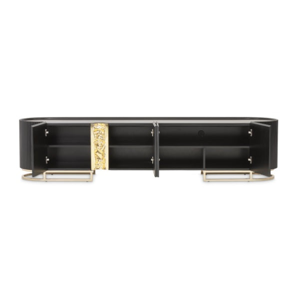 AICO Furniture Lisbon Media Cabinet in Silken Matte Black