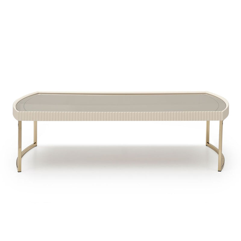 AICO Lisbon Cocktail Table in Silken Matte Cream