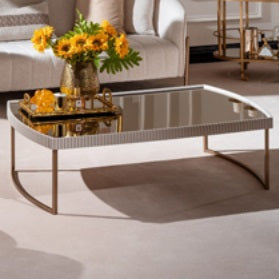 AICO Furniture Lisbon Cocktail Table in Silken Cream Bronze image