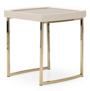AICO Furniture Lisbon Side Table in Silken Matte Cream image
