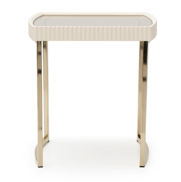 AICO Furniture Lisbon Side Table in Silken Matte Cream
