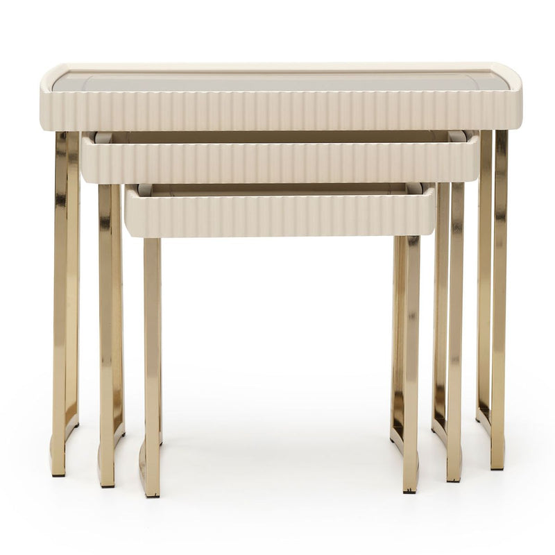 AICO Lisbon Nesting Tables in Silken Matte Cream