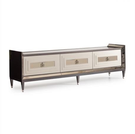 AICO Lousanne Media Cabinet in Glossy Mocha Sand