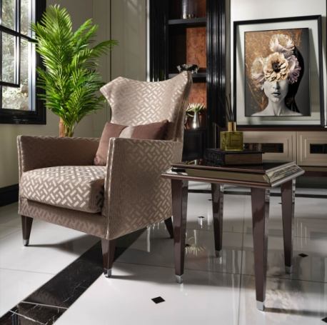 AICO Lousanne Side Table in Glossy Mocha Sand