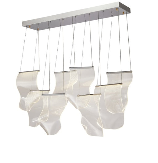 AICO Furniture Lighting Sheer Waves 8 Light Rectangular LED Chandelier with Gold Accent/Chrome image