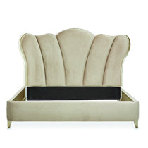 AICO Villa Cherie King Channel Tufted Upholstered Bed in Hazelnut image