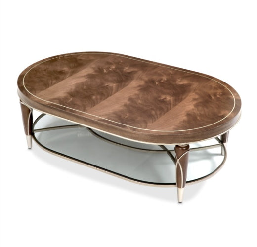 AICO Villa Cherie Oval Cocktail Table in Hazelnut