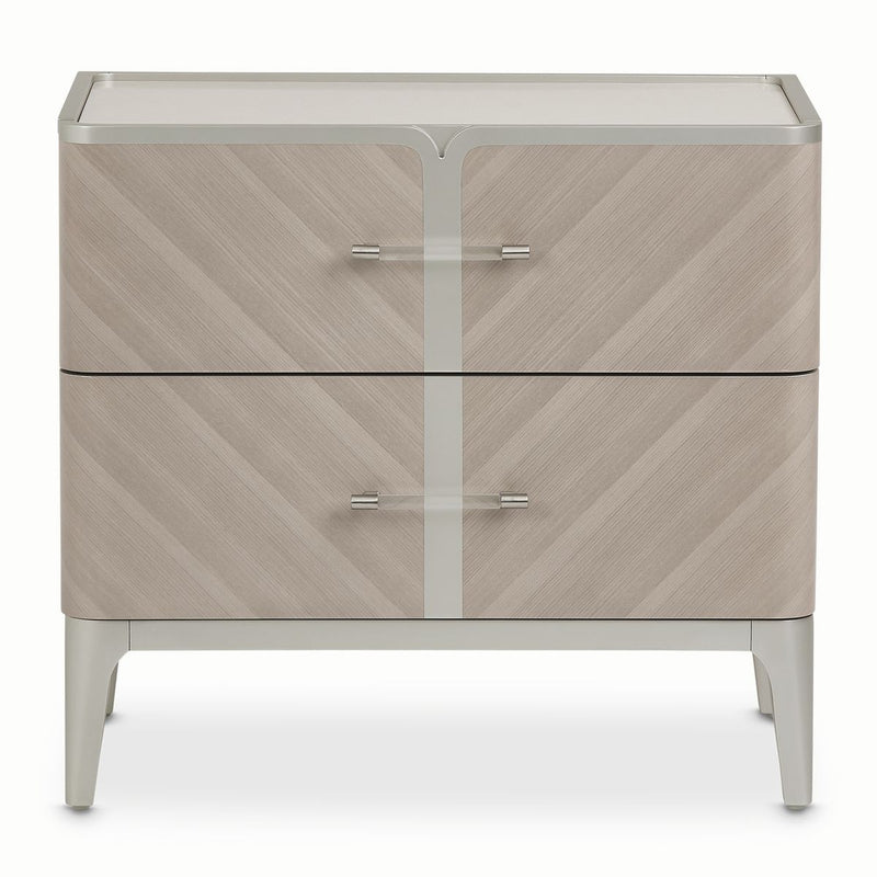 AICO Lanterna Nightstand in Silver Mist