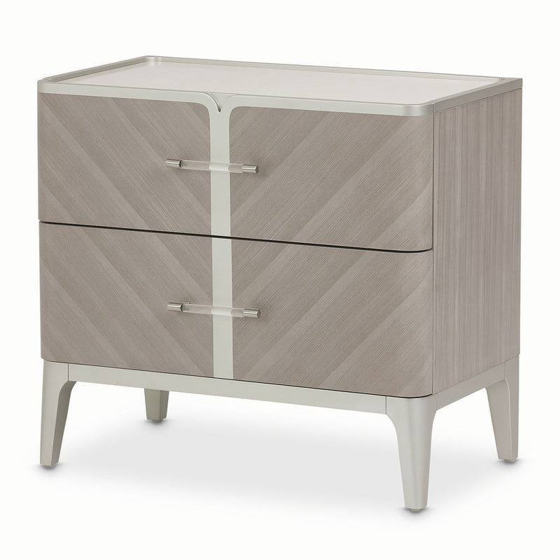 AICO Lanterna Nightstand in Silver Mist