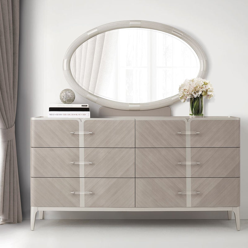 AICO Lanterna Dresser Mirror in Silver Mist