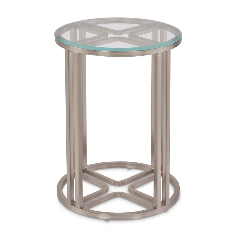 AICO Lanterna Chairside Table in Silver Mist