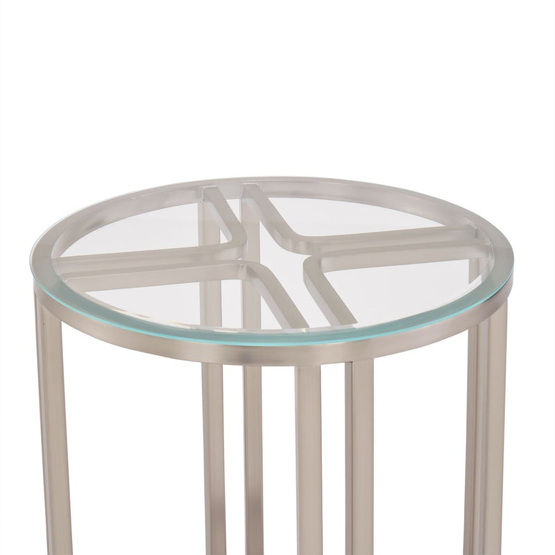 AICO Lanterna Chairside Table in Silver Mist