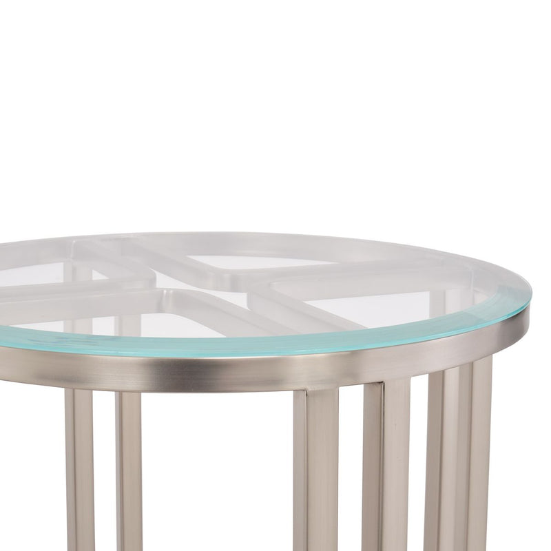 AICO Lanterna Chairside Table in Silver Mist