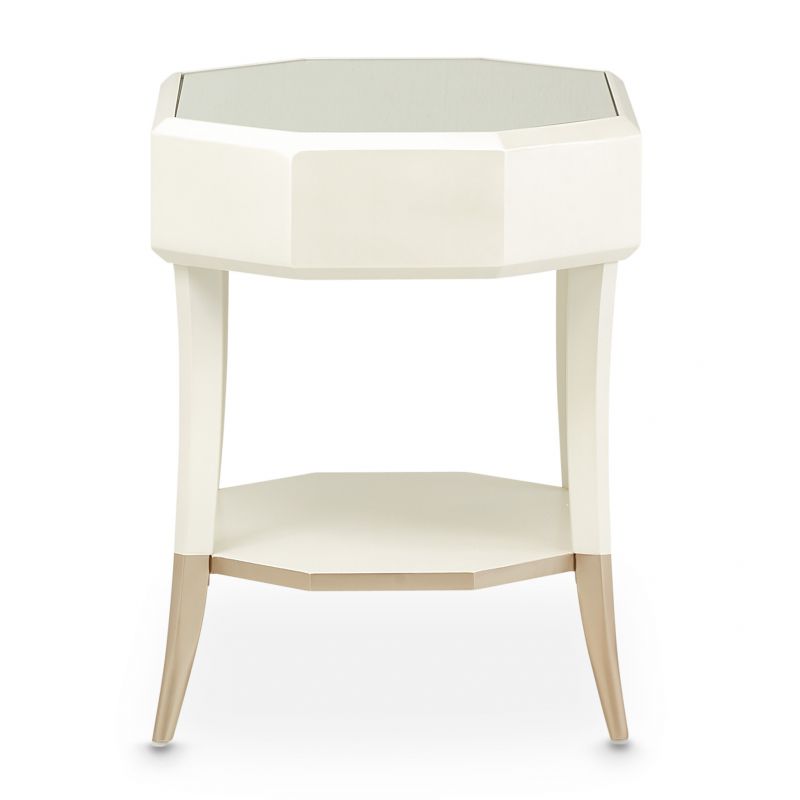 AICO La Rachelle Octagonal End Table w/ Drawer in Medium Champagne
