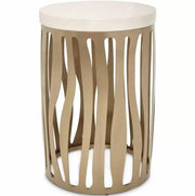 AICO La Rachelle Round Chair Side Table w/ Metal Base in Medium Champagne image