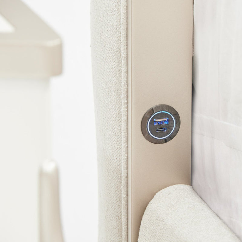 AICO Furniture La Marisia King Upholstered Platform Bed in Creamy Pearl