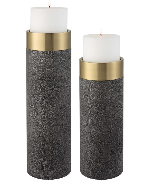 WESSEX CANDLEHOLDERS, GRAY, S/2 DECOR AC0010