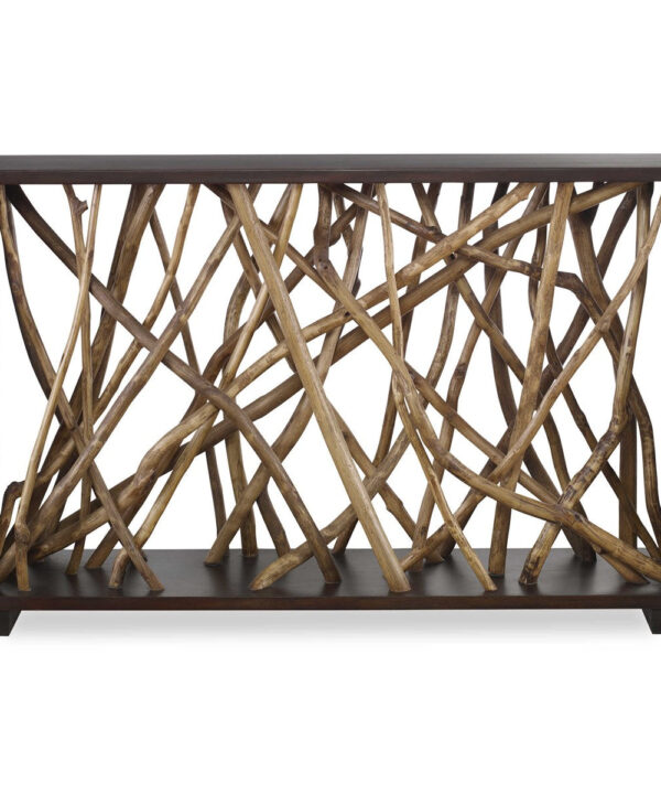 TEAK MAZE CONSOLE TABLE