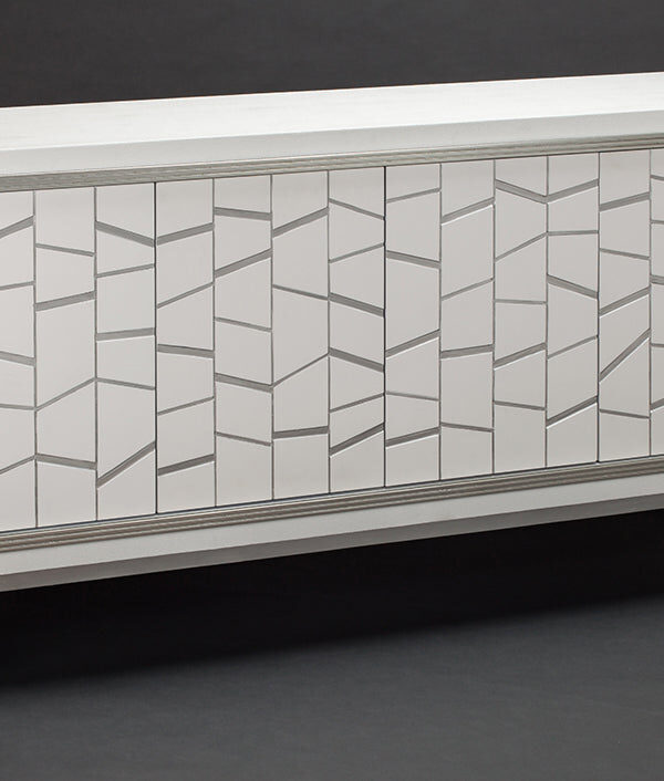 Faux Stingray Textured Silver and White Console SKU: CO00011