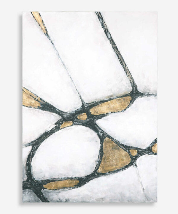 ABSTRACT IN GOLD AND BLACK HAND PAINTED CANVAS
