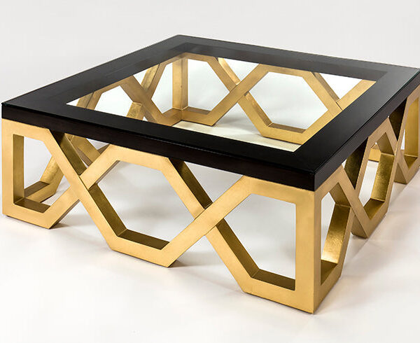 Faux Walnut and Goldleaf finish Occasional Table