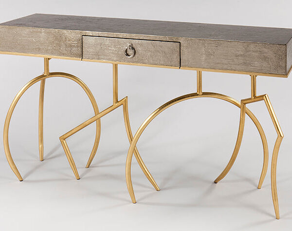 Crinckled Texture Soft Silverleaf with Goldleaf Trim Console SKU: CO0008