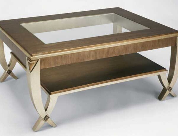 Burnished Metallic Muted Silverleaf and Gold Occasional Table