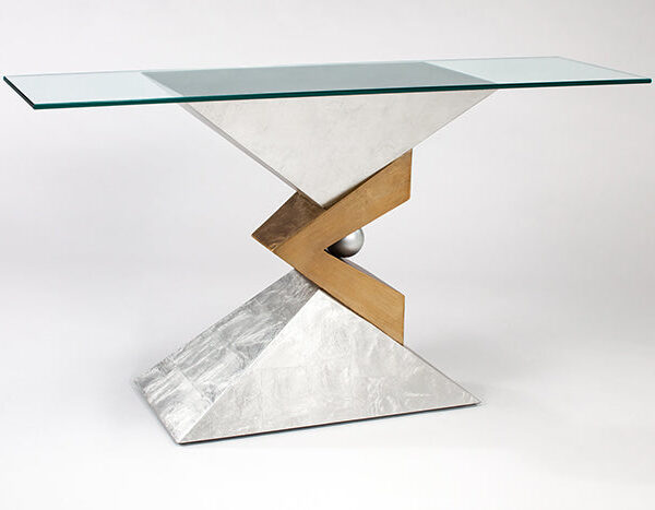 Gold and Silver Console Table with Glass SKU: CO00016