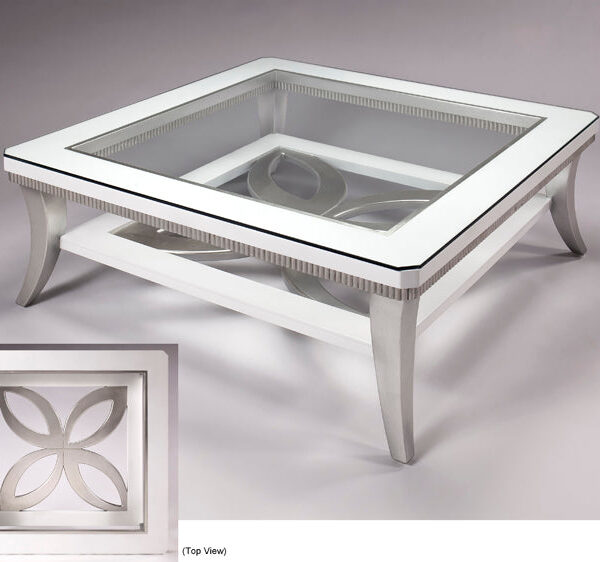 White and Silverleaf 2 Tier Occasional Table