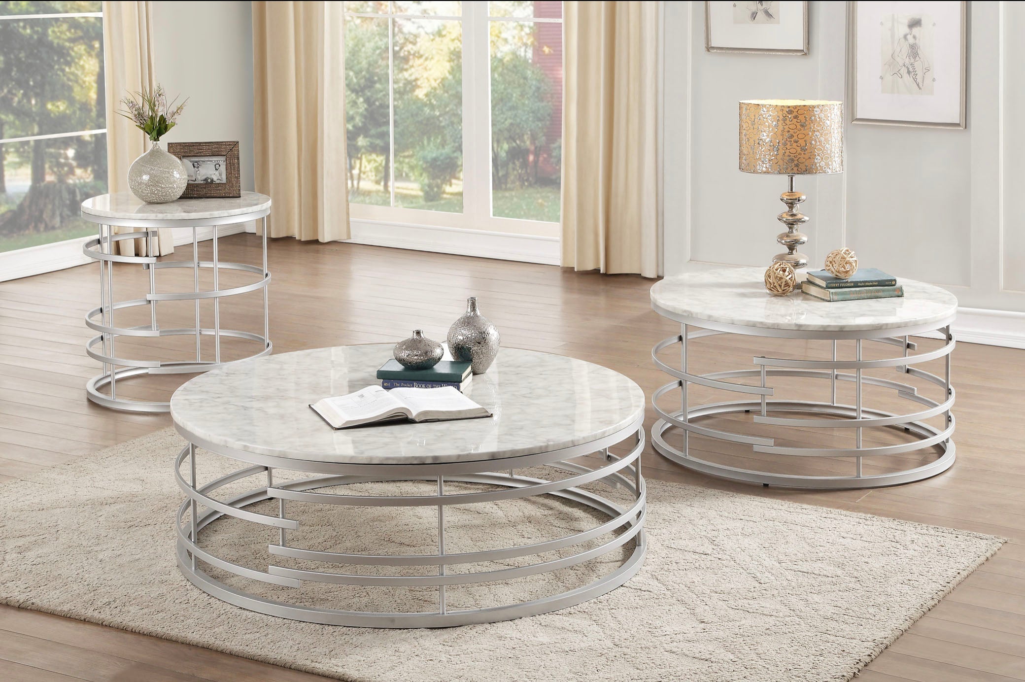 3608SV Faux Marble Occasional Table Brassica Collection