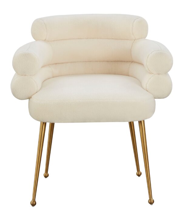 DENTE CREAM FAUX SHEEPSKIN DINING CHAIR