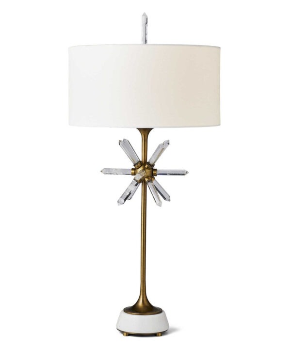 STAR QUARTZ TABLE LAMP - ANTIQUE BRASS
